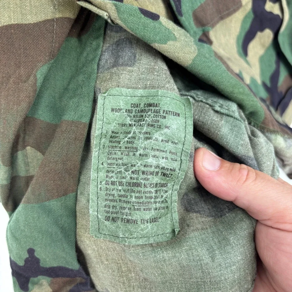 Vintage US Army BDU Jacket Mens Medium Regular Green Woodland Camo Combat Coat